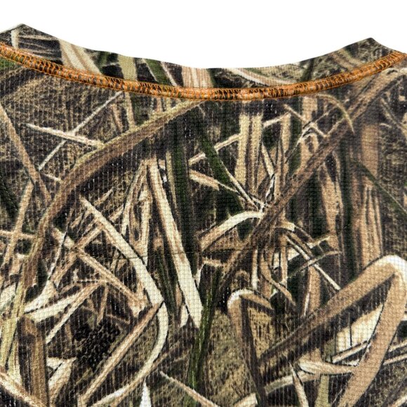 Mossy Oak Waffle Henley Shirt 2XL Camouflage Long Sleeve Tee Hunting Fishing - Picture 9 of 9